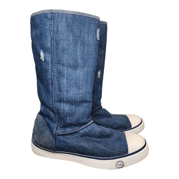 UGG Shoes - UGG AUSTRALIA DELAINE DISTRESSED DENIM CONVERSE SHEARLING FUR BOOT Size 8 Y2K